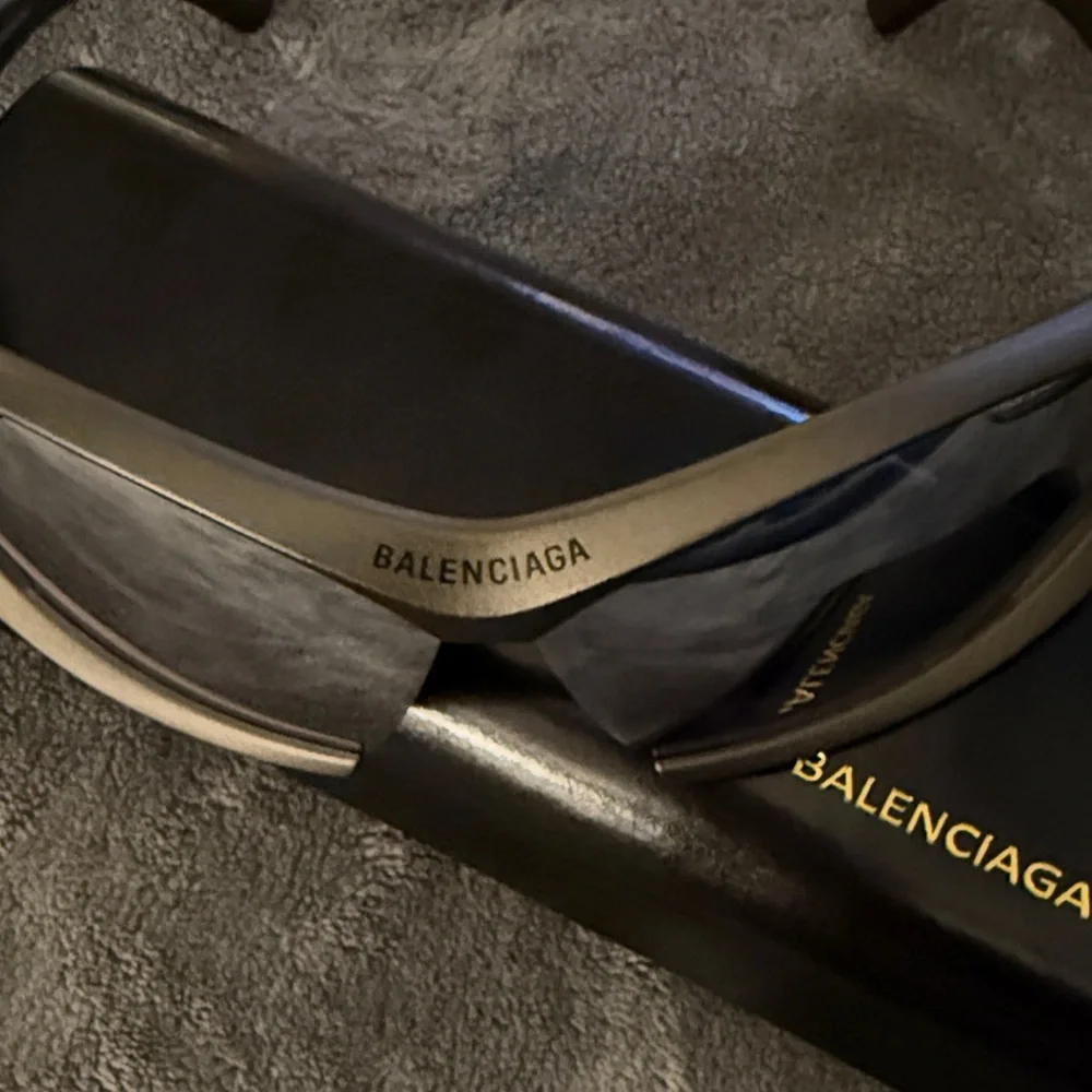 Balenciaga Matte Gunmetal Frame Black/Silver Mirror Lens Sunglasses